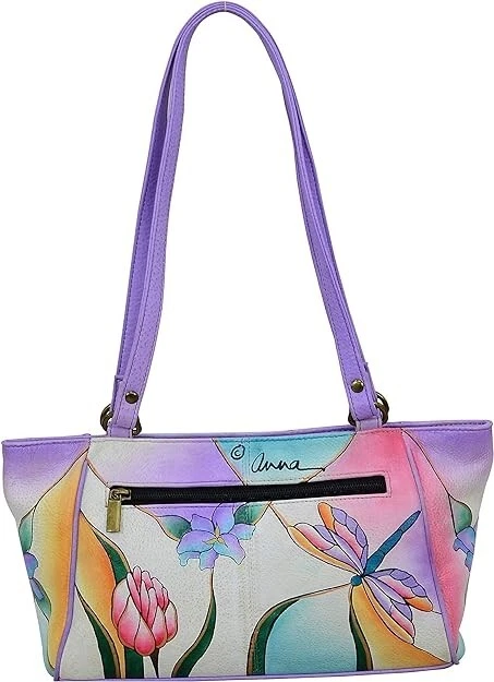Bolsa tote Anna by Anuschka feminina de couro pequena libélula lavanda - Imagem 4 de 4