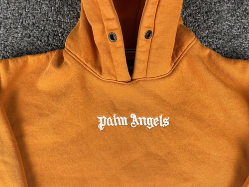 Felpa con cappuccio uomo Palm Angels pesca/arancione taglia 3XL XXXL Spellout - Foto 4 di 10