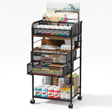 5 Tier Rolling Art Cart with Drawer - Versatile Craft Organizer on Wheels