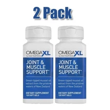 2 Pack Omega XL 120 Capsules-Green Lipped Mussel Omega-3 Joint Relief Supplement