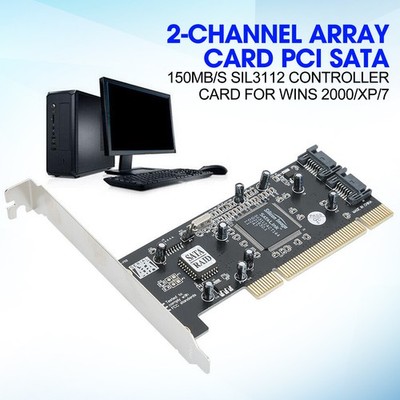 2-Channel Array Card PCI SATA150 2 Ports Raid 0 Raid 1 SIL3112 Controller CardD7