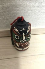 Lion Dance Earthen Bell Lucky Charm Folk Craft, Japan, 8cm Used