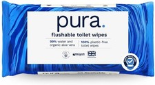 Pura Flushable Moist  Toilet  Tissue Wipes, 1 Pack Of 40 Wet Wipes UK