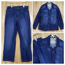Sean John Denim Jacket XXL & Jeans 34 Set Dark Wash Hip Hop VTG 90s Y2K