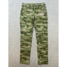 Justice Girls Camo Cargo Pants Super Skinny Low Rise Green Camouflage Size 10