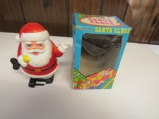 Vintage Christmas Plastic Santa Claus Wind Up Walking Toy Works Hong Kong