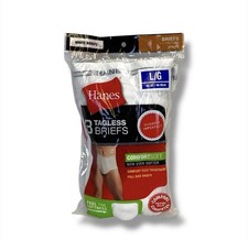 Hanes White Tagless Briefs Men's Size Large White 3 Pack NEW -Slightly Imperfect