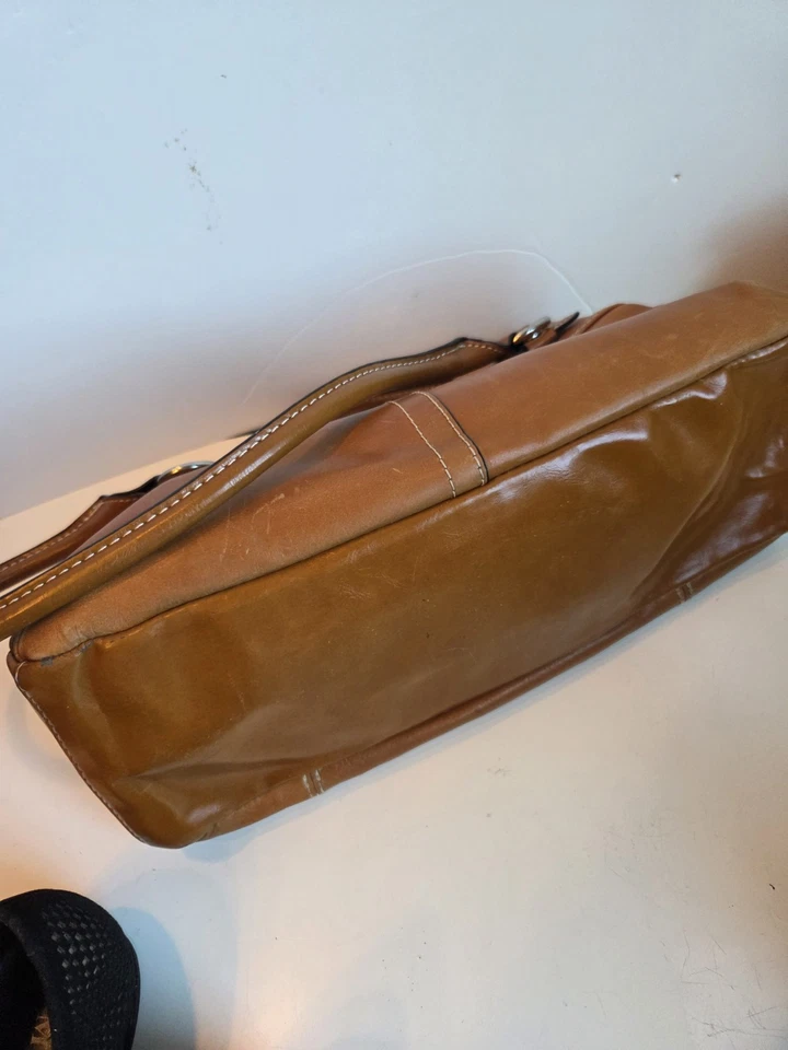 Bolso de hombro Gianni Bernini marrón de cuero coñac cartera Y2K Baguette Foto 2 de 4