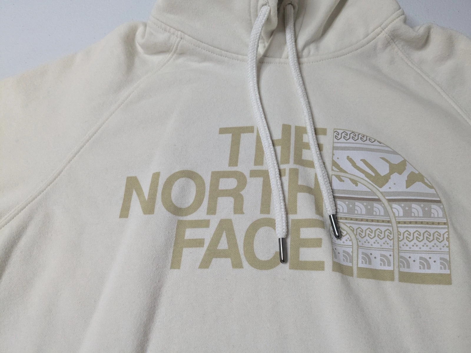 OFF WHITE The North Face Felpa con Cappuccio Donna S Bianco Panna Grafica Manica Lunga