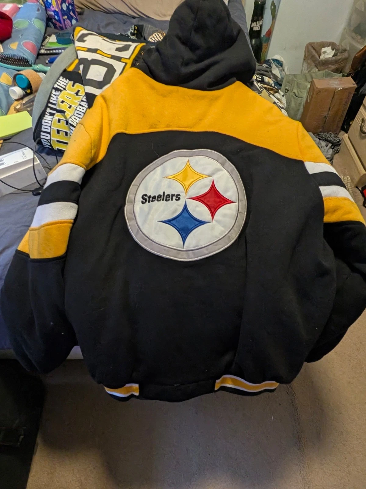 Pittsburgh Steelers NFL Hooded Fleece Jacket XL Full Zip Big Logo Back - product detail image 2