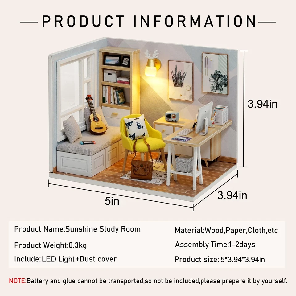 DIY Miniatur Puppenhaus Kit – Kreatives Holzmodell mit LED-Beleuchtung und St... - Bild 2 von 4