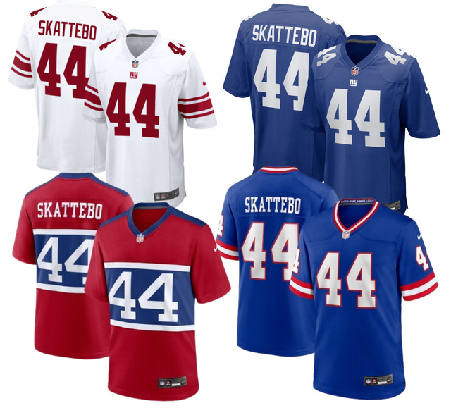 Cam Skattebo Men's Stitched Jersey White/ Royal/Red/Classic Royal