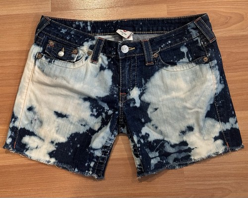 True Religion Joey Women’s Denim Shorts USA Tag Size 31 Fit Size 35 Raw Hem - Picture 1 of 10
