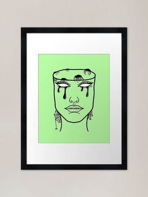 Mindless: Original Line Art Zeichnung gerahmtes Wandbild Poster Leinwanddruck Bild