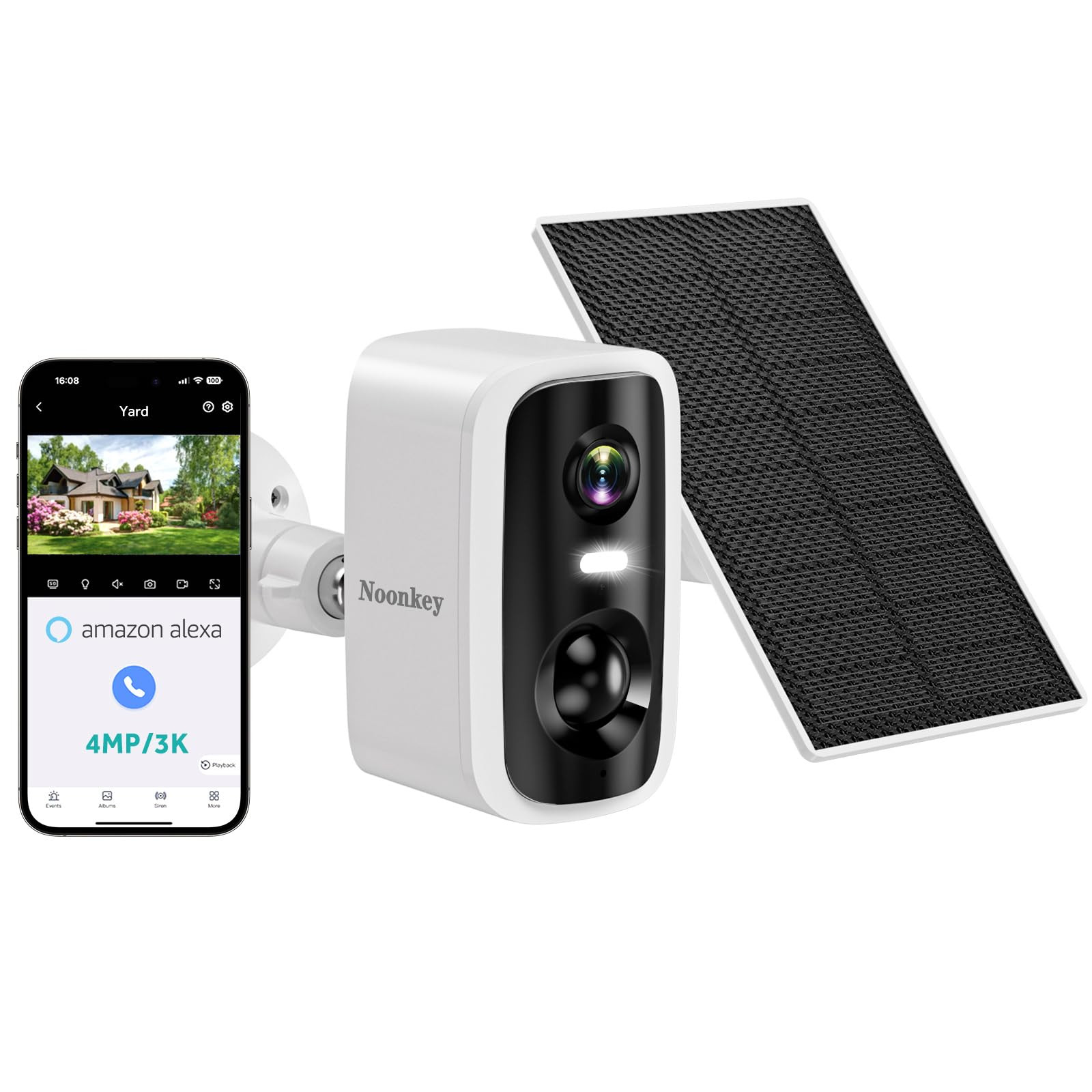4MP Solar Security Cameras Wireless Outdoor, Battery Powered WiFi Security Ca...