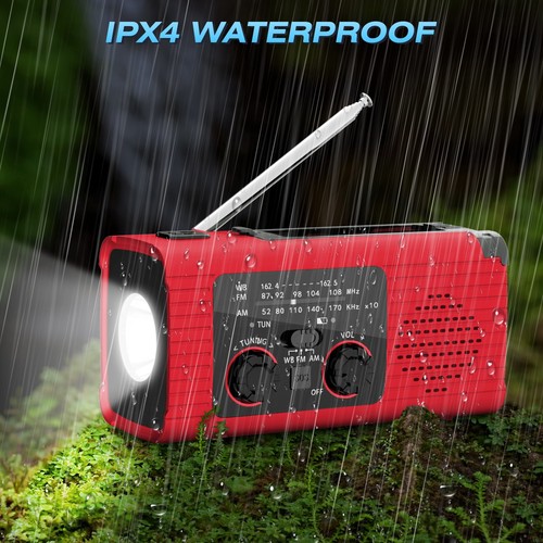 Emergency Hand Crank Solar Radio AM/FM NOAA Wind Up Dynamo Power Bank LED Light - Picture 9 of 11