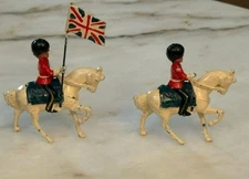 Vintage Toy Soldier Mounted Flag Carrier Lot of 2 - John Hill Co ??