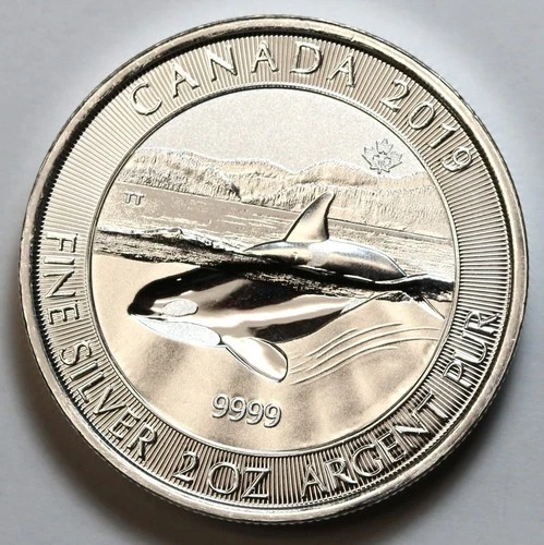 2019 $10 Canada 2oz Silver ORCA Whale .9999 Fine Silver Coin