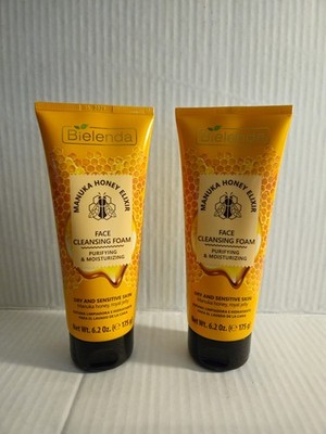 2- Bielenda MANUKA HONEY ELIXIR Cleansing Moisturizing Face Foam 6.2 oz Each NEW