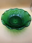 Anchor Hocking Vintage Forest Green Diamond Swirl Ruffled Edge Bowl-Set Of 2