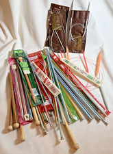 Large Lot of 53 Knitting Needles, Used and New -Bernat Bates Takumi Leisure Arts