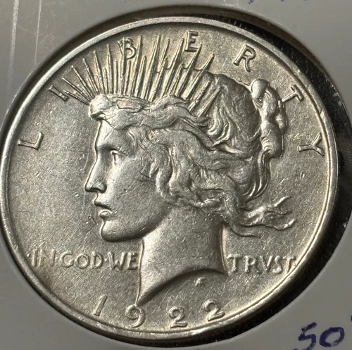 1922 D $1 Peach Dollar 90% Silver - Looks XF, Circulated, might be cleaned