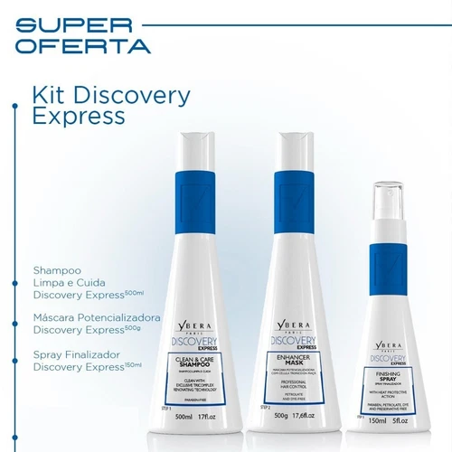 Ybera Paris Discovery Express | Kit Shampoo 500ml+Mask 500ml+Finishing 120ml