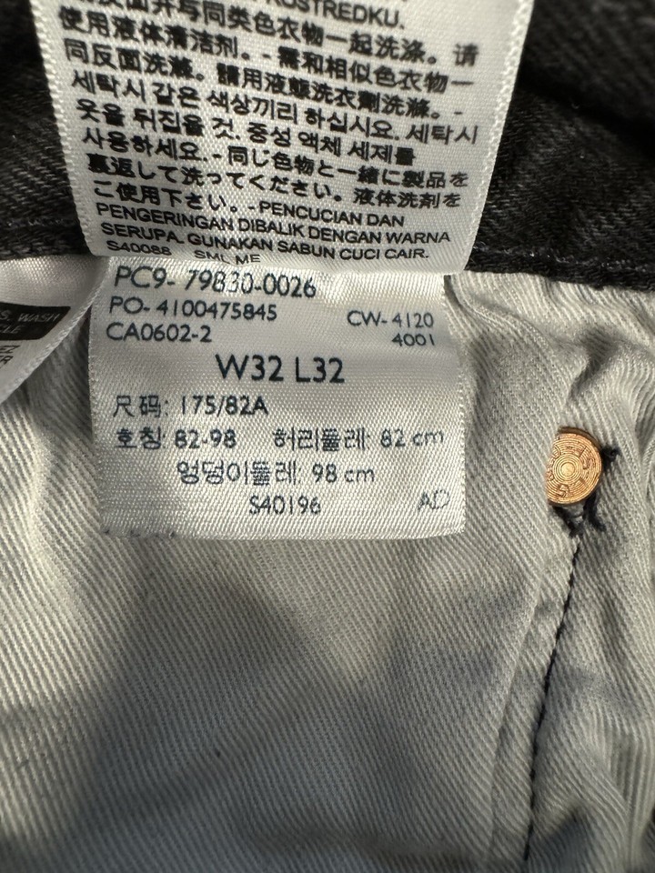 Levis Premium 501 ‘93 Jeans Mens 32x30 Straight Black Leather Patch Big