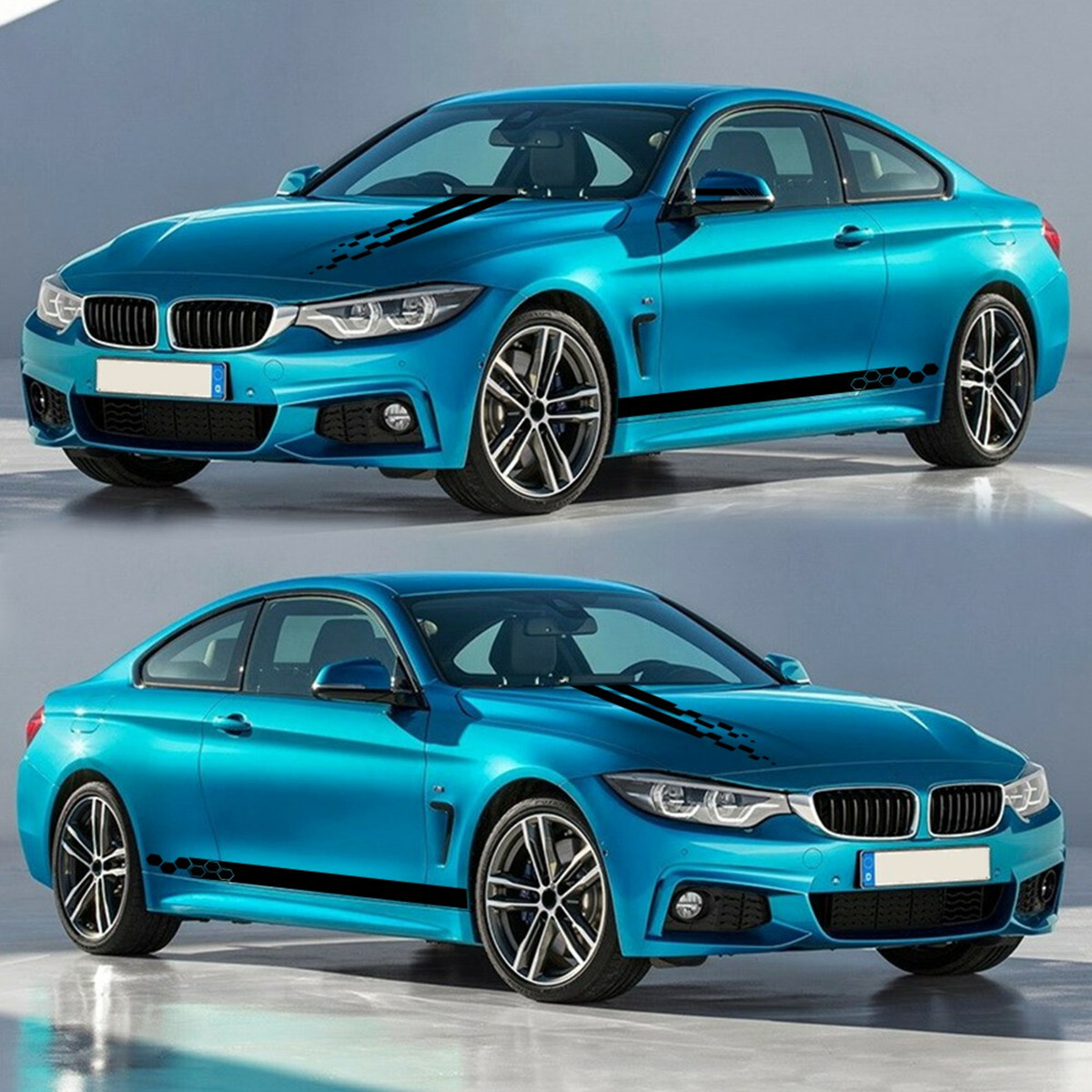 Adesivi A Strisce Sportive In PVC Nero Per Auto - Set Da 6 Pezzi Per Specchietti, Cofano E Fianchi