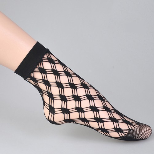 Damen Frauen schwarz Spitze Söckchen transparent Netz kurze Strümpfe Socken - Bild 4 von 15