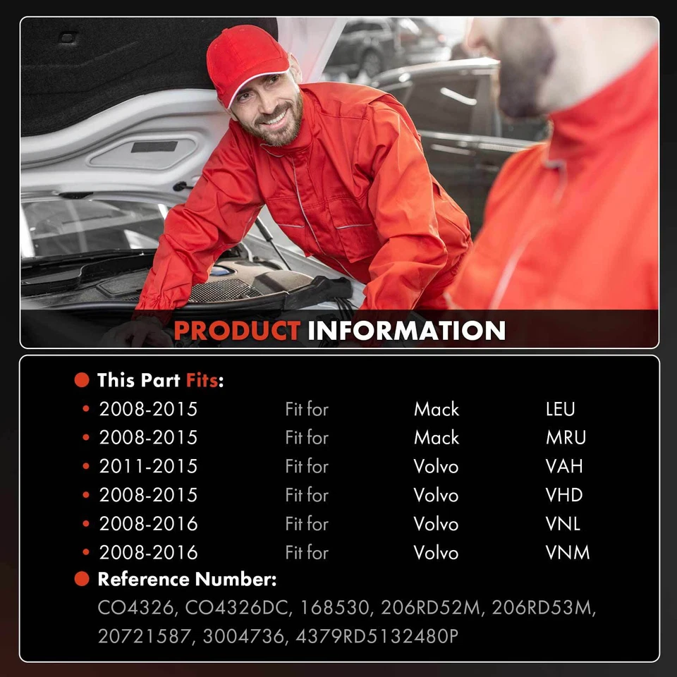 AC A/C Compressor with 8-Groove Pulley for Volvo VAH VHD VNL VNM Mack LEU MRU - Image 2 of 4
