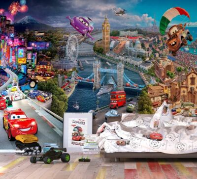 Disney Cars Garcons Peint Chambre Photo Decoration Murale Facile A Installer Ebay