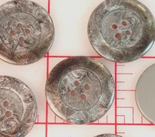 10 Fine Italian LG 4 Hole Vintage Button Multi Pearlized LT Gray High Quality 1"