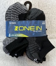 Boys Low Cut Socks Size 6-8 15 Pack Zoned In Cushioned New