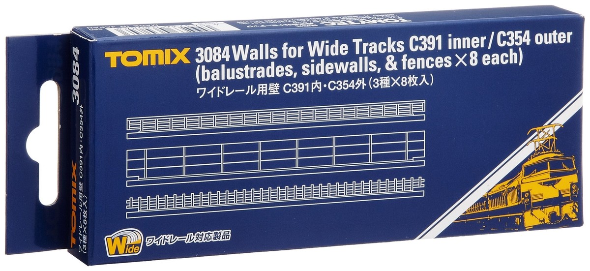 TOMIX N Gauge Wide Rail Wall C391 Inner C354 Outer 3 Types x