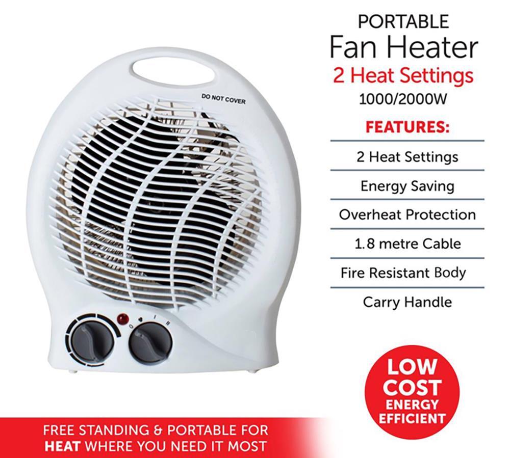 Fan Heater 2000W Portable Electric Hot Warm Cool Air Upright Overheat  Protection