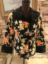 Modernist/shanghai Art Deco Style Chinese Black W/floral Jacket Size S