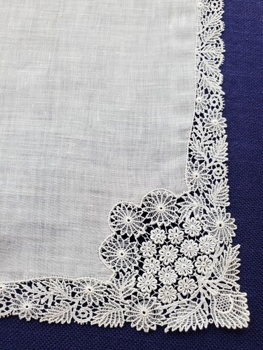 Vintage Swiss Chemical Lace Linen Hanky Handkerchief Bridal Wedding