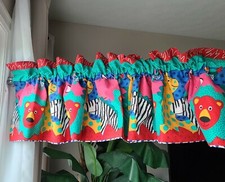 2 Valance/Window Topper - Bright Zoo Animals Nursery or Play Rooms w/10' Border