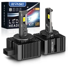 BEVINSEE D1S D1R LED Headlight Bulbs High/Low Beam 80W 8000LM 6000K HID Replace