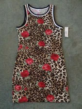 Junior Knit Stretchy Mini-Dress, Slim Fit, Animal Print & Roses, Jr. Med. 7-9