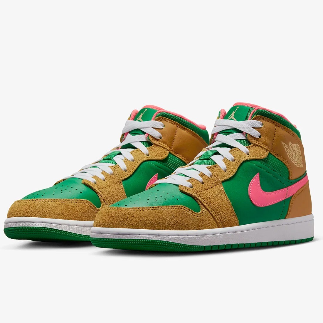 Nike Air Jordan 1 Mid DX4332-700 Wheat Water Melon Men's Sneakers