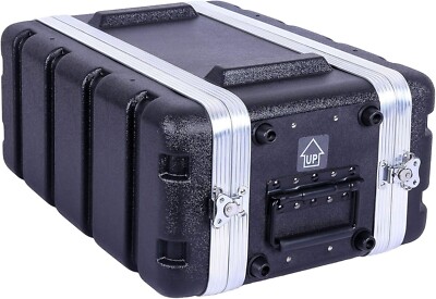 Crossrock Stackable 4U Rack Case, Shallow 14.25  Depth, Polyethylene Hard-Black