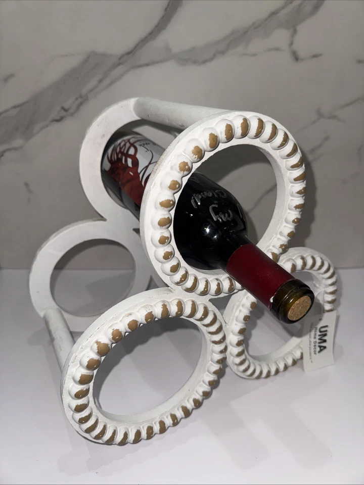 UMA Decoración del Hogar - Estante de Madera para Vinos de 3 Botellas - Almacenamiento Decorativo de Mesa Foto 3 de 4