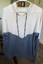 Women  s Large Cream And Charcoal 2 Toned Lightweight Hoodie