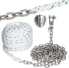 Windlass Anchor Rode, 1/2" Anchor Rope/line 100ft with 1/4" Anchor Chain 10ft