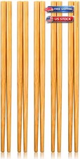 9.5-Inch Extra Long Natural Wood Cooking Chopsticks - Set of 5 Pairs