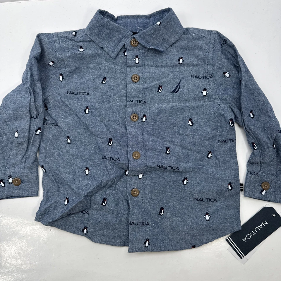 全新 * 不完美 * Nautica 12 个月男孩 3 件套慢跑 T 恤纽扣 — 第 2/4 张图片