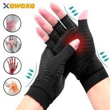 Copper Infused Compression Arthritis Gloves Fingerless Wrist Support Pain Relief