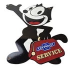Vintage Chevrolet Porcelain Sign - Service Gas Pump Chevy FELIX Advertising Sign